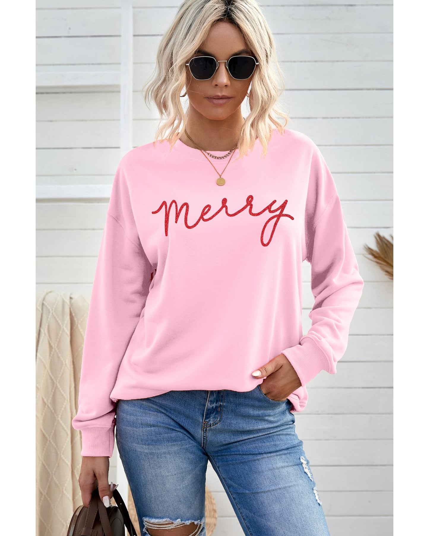 Azura Exchange Merry Letter Print Sweatshirt - 2XL