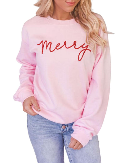 Azura Exchange Merry Letter Print Sweatshirt - 2XL