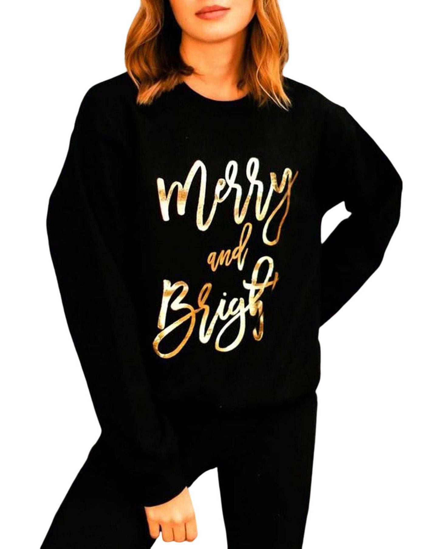 Azura Exchange Merry & Bright Print Sweatshirt - L