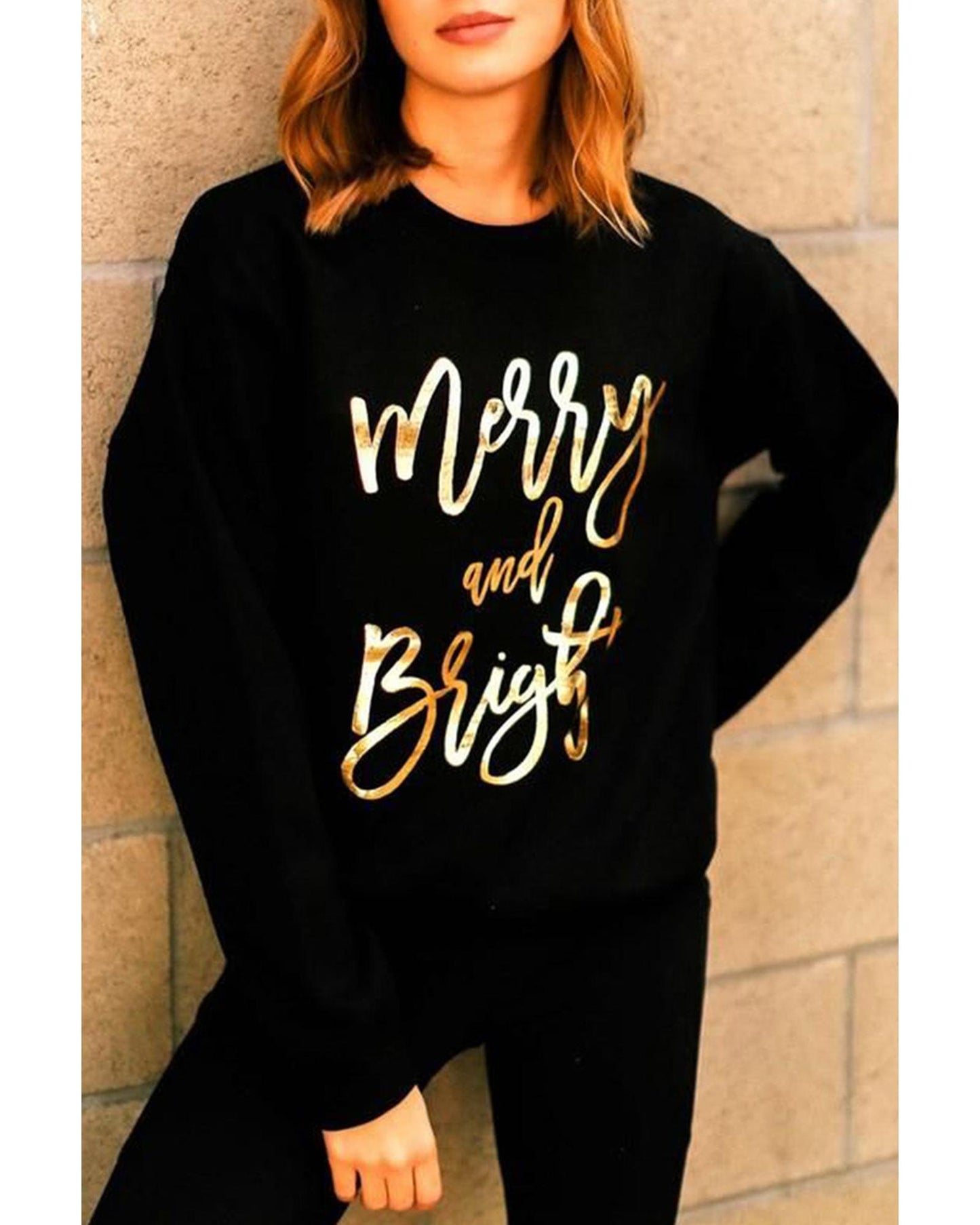 Azura Exchange Merry & Bright Print Sweatshirt - M