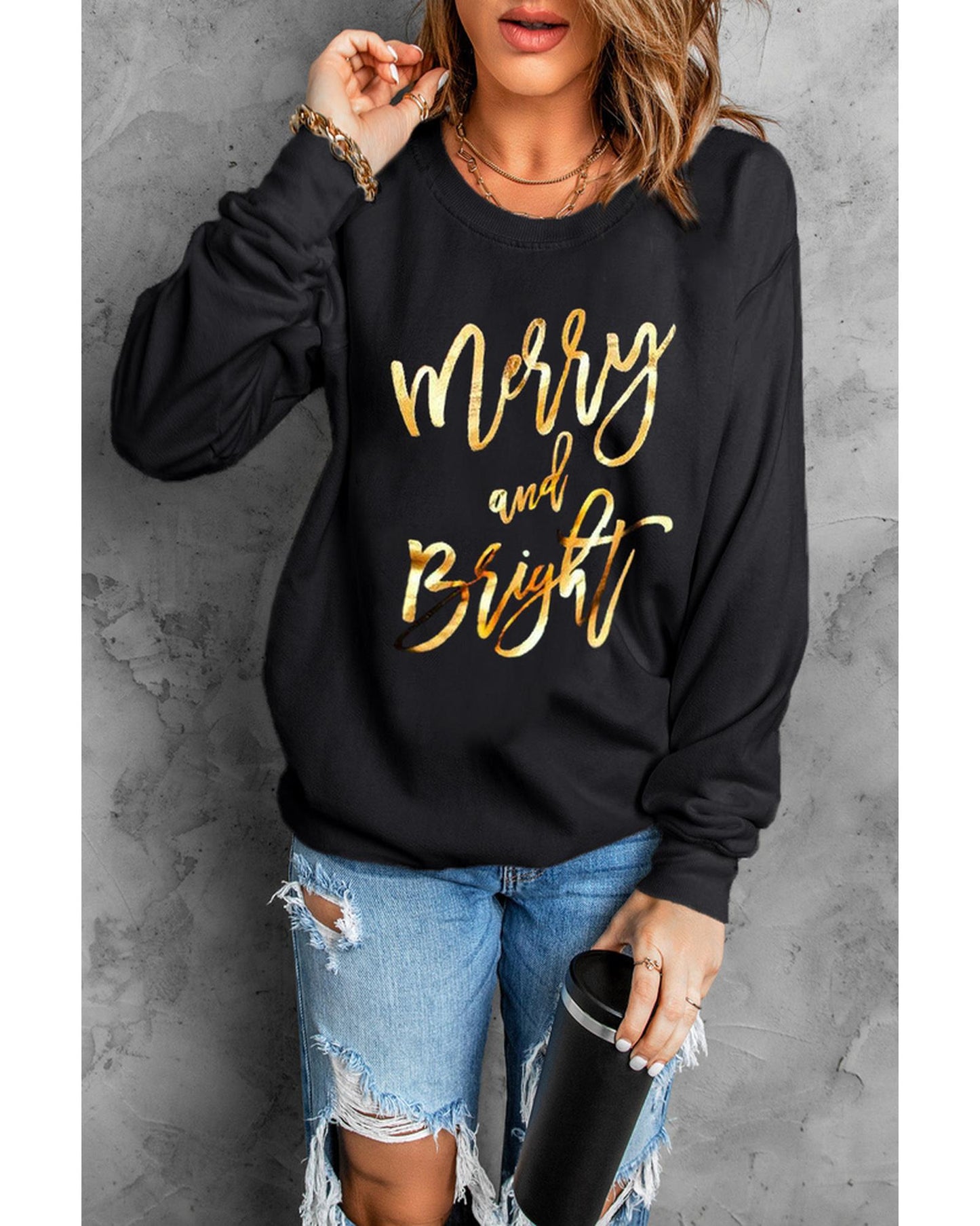 Azura Exchange Merry & Bright Print Sweatshirt - M