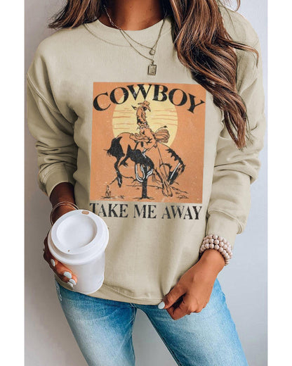 Azura Exchange Cowboy Take Me Away Graphic Print Pullover Sweatshirt - 2XL