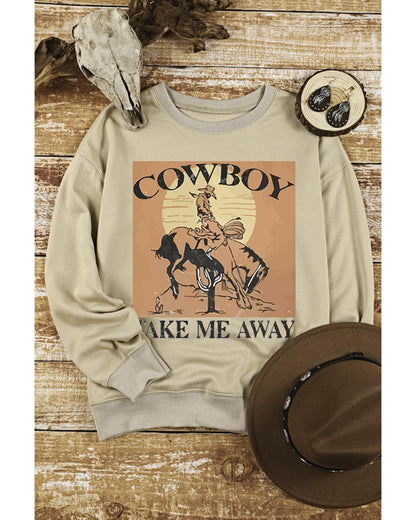 Azura Exchange Cowboy Take Me Away Graphic Print Pullover Sweatshirt - 2XL