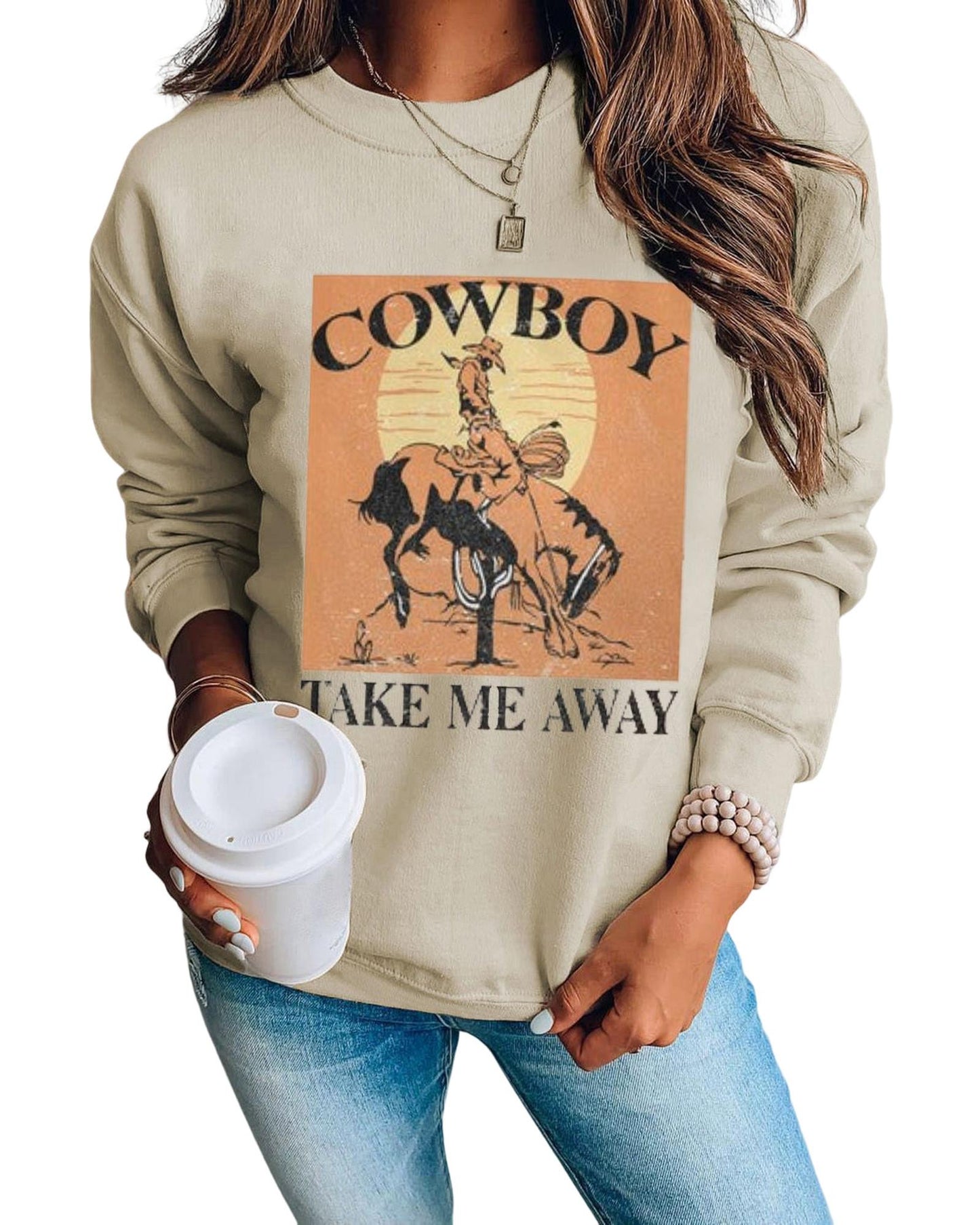 Azura Exchange Cowboy Take Me Away Graphic Print Pullover Sweatshirt - 2XL