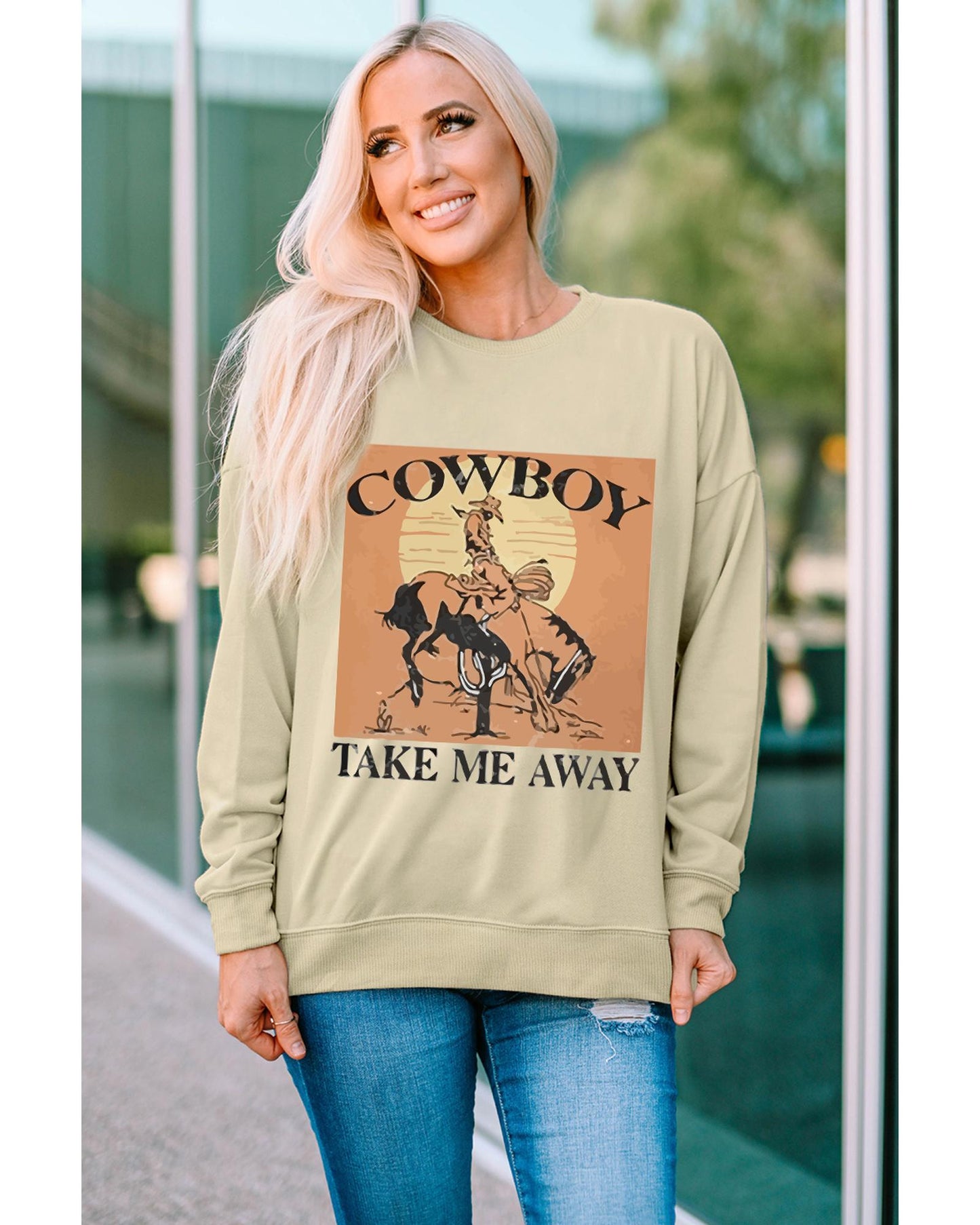 Azura Exchange Cowboy Take Me Away Graphic Print Pullover Sweatshirt - 2XL