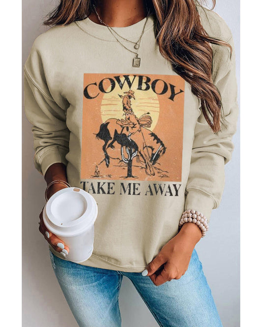 Azura Exchange Cowboy Take Me Away Graphic Print Pullover Sweatshirt - S