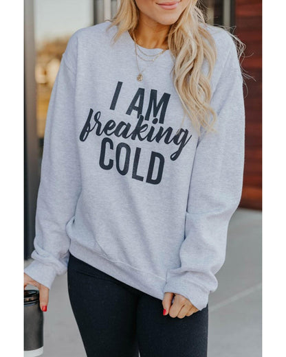 Azura Exchange Breaking COLD Letter Print Sweatshirt - 2XL