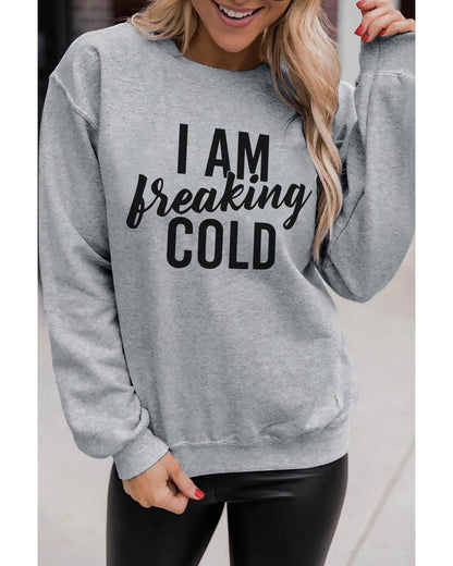 Azura Exchange Breaking COLD Letter Print Sweatshirt - 2XL