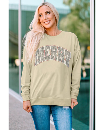 Azura Exchange MERRY Leopard Print Long Sleeve Graphic Sweatshirt - 2XL