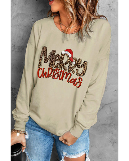 Azura Exchange Merry Christmas Hat Leopard Print Sweatshirt - 2XL