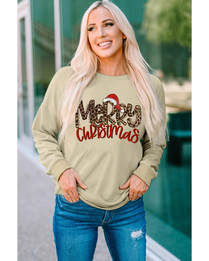 Azura Exchange Merry Christmas Hat Leopard Print Sweatshirt - M