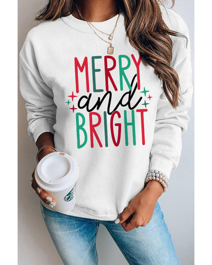 Azura Exchange Merry and Bright Long Sleeve Graphic Sweatshirt - M