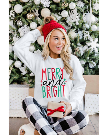 Azura Exchange Merry and Bright Long Sleeve Graphic Sweatshirt - M