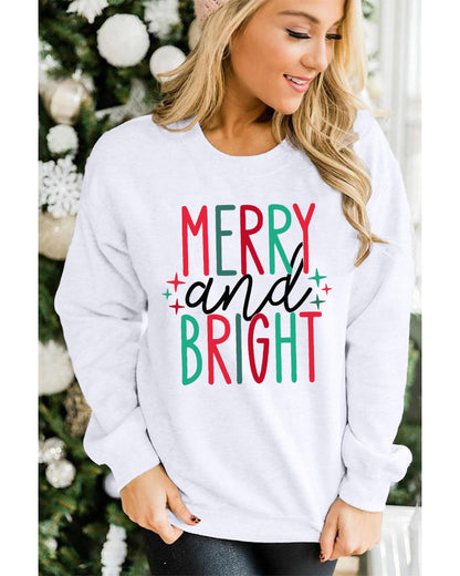 Azura Exchange Merry and Bright Long Sleeve Graphic Sweatshirt - M