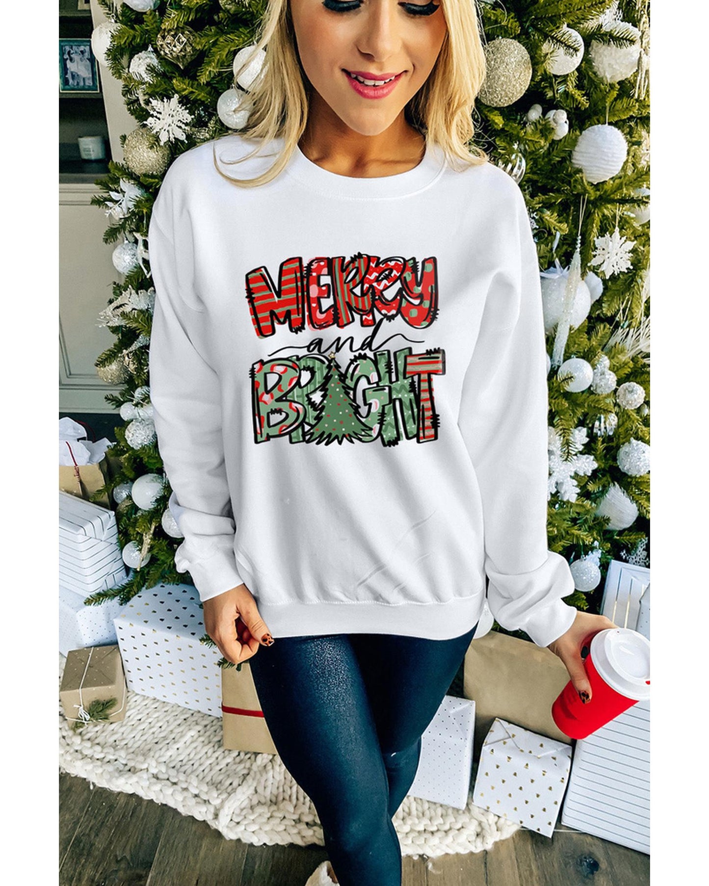 Azura Exchange Christmas Graphic Print Pullover Sweatshirt - 2XL