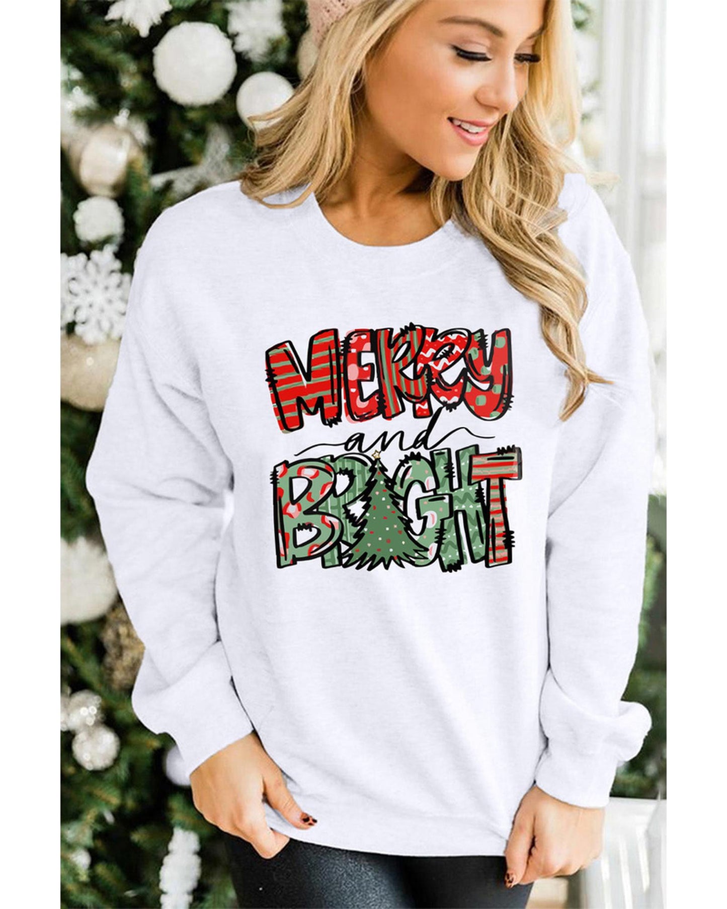 Azura Exchange Christmas Graphic Print Pullover Sweatshirt - 2XL