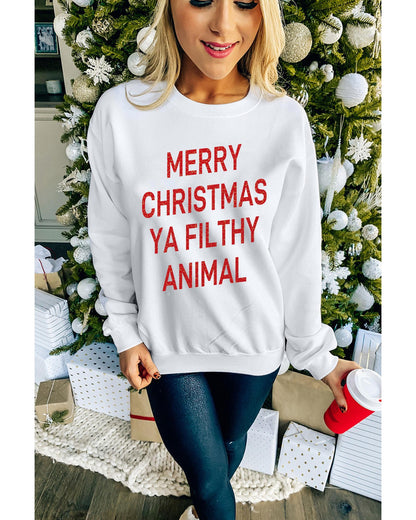 Azura Exchange Graphic Sweatshirt - Merry Christmas Ya Filthy Animal - M