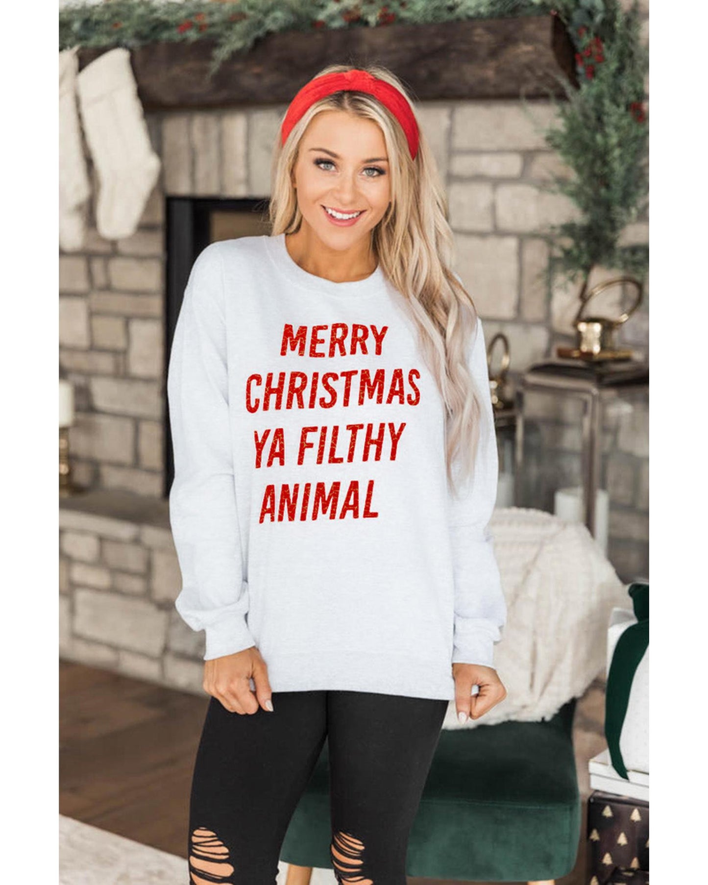 Azura Exchange Graphic Sweatshirt - Merry Christmas Ya Filthy Animal - XL