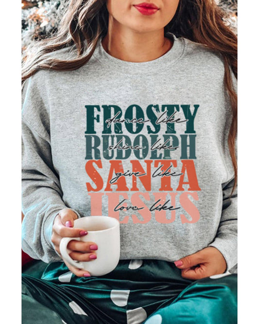 Azura Exchange Long Sleeve Sweatshirt with Frosty Rudolph and Santa Jesus - L