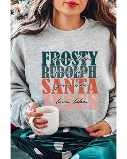 Azura Exchange Long Sleeve Sweatshirt with Frosty Rudolph and Santa Jesus - S