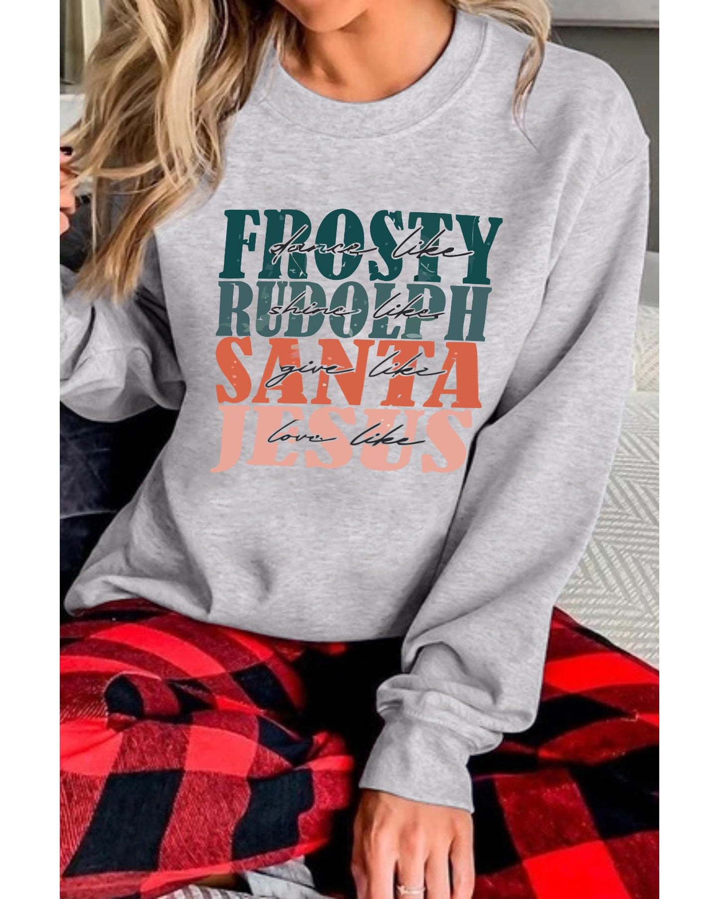 Azura Exchange Long Sleeve Sweatshirt with Frosty Rudolph and Santa Jesus - S