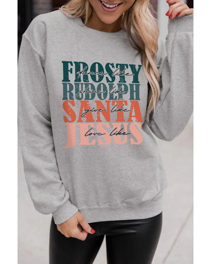 Azura Exchange Long Sleeve Sweatshirt with Frosty Rudolph and Santa Jesus - S