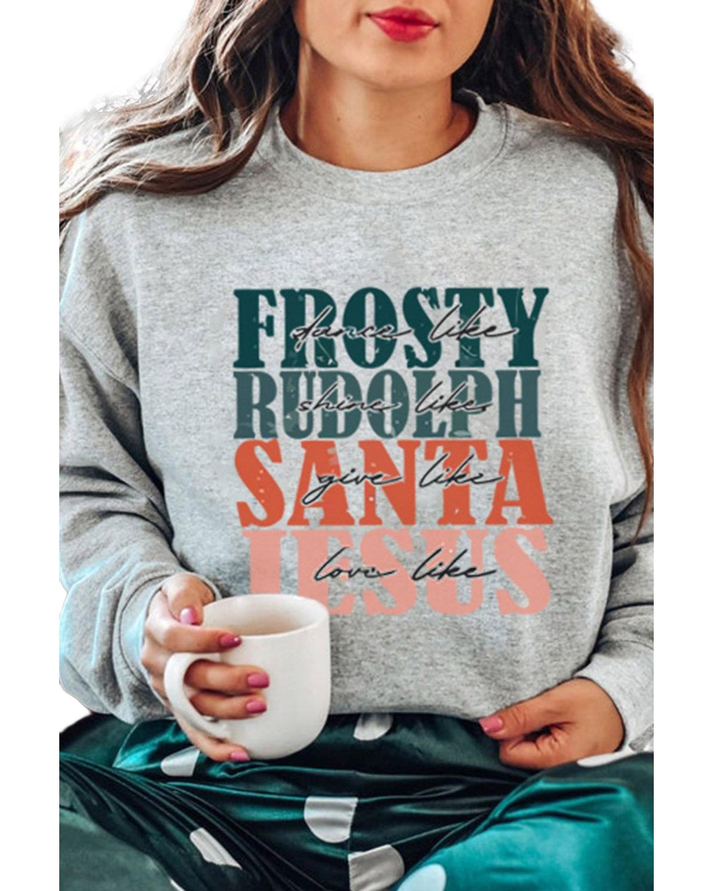 Azura Exchange Long Sleeve Sweatshirt with Frosty Rudolph and Santa Jesus - S