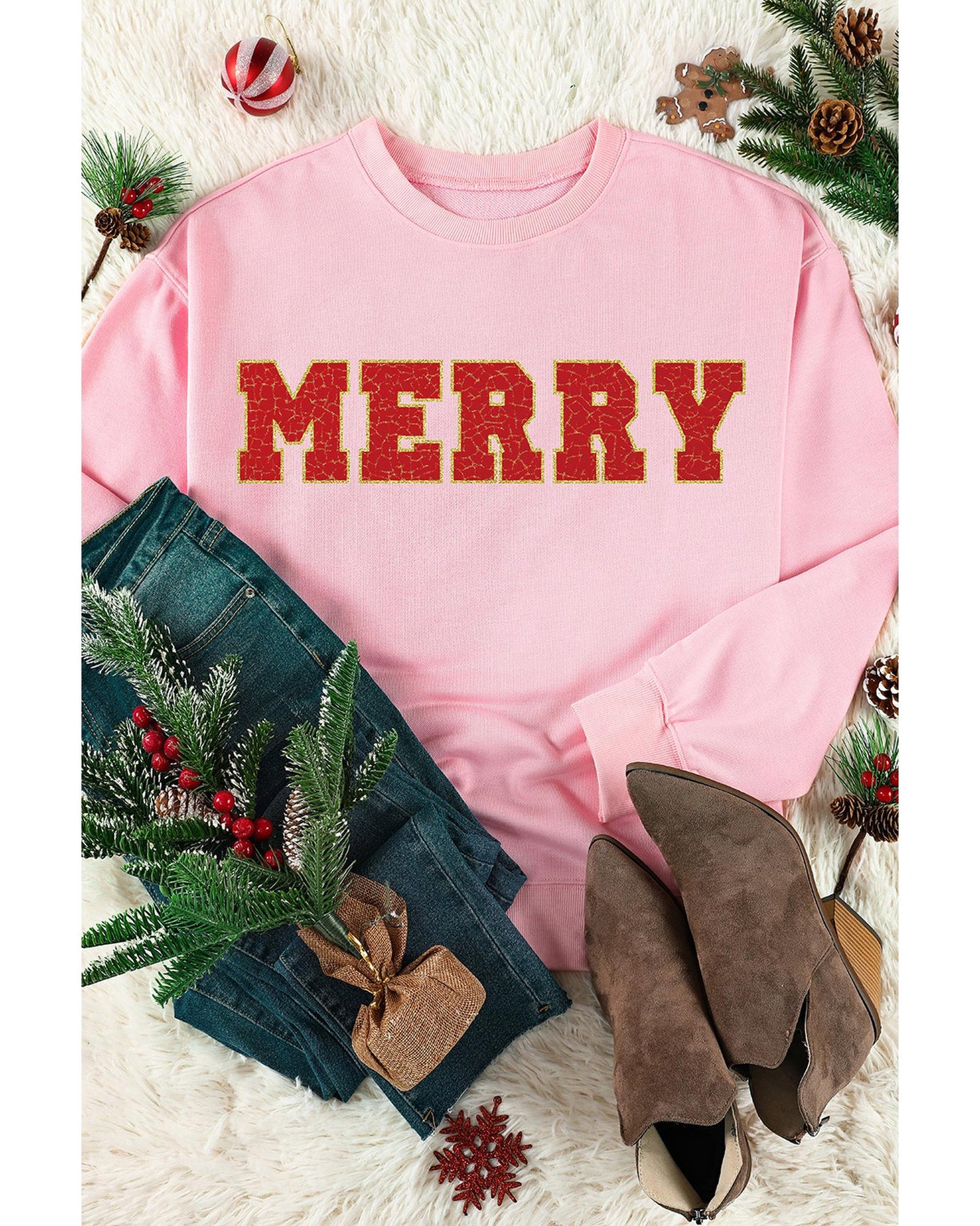 Azura Exchange MERRY Graphic Pullover Sweatshirt - M