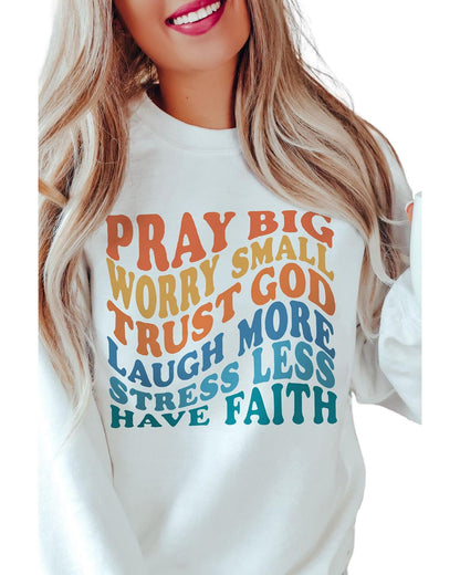 Azura Exchange Slogan Letters Print Long Sleeve Sweatshirt - L