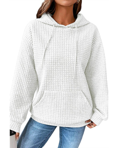 Azura Exchange Lattice Textured Kangaroo Pocket Hoodie - M