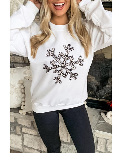 Azura Exchange Leopard Snowflake Pullover Sweatshirt - M