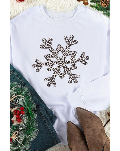 Azura Exchange Leopard Snowflake Pullover Sweatshirt - XL