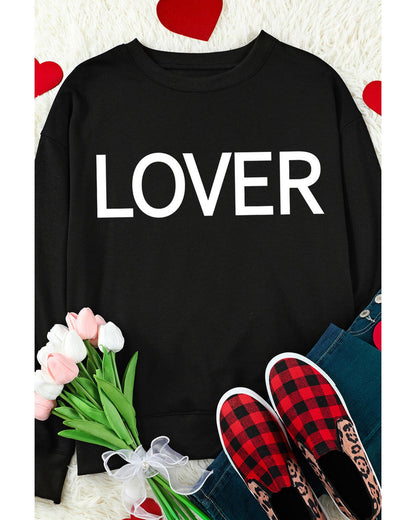 Azura Exchange Lover Crew Neck Sweatshirt with Letter Print - L