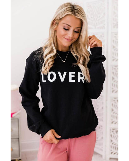 Azura Exchange Lover Crew Neck Sweatshirt with Letter Print - L