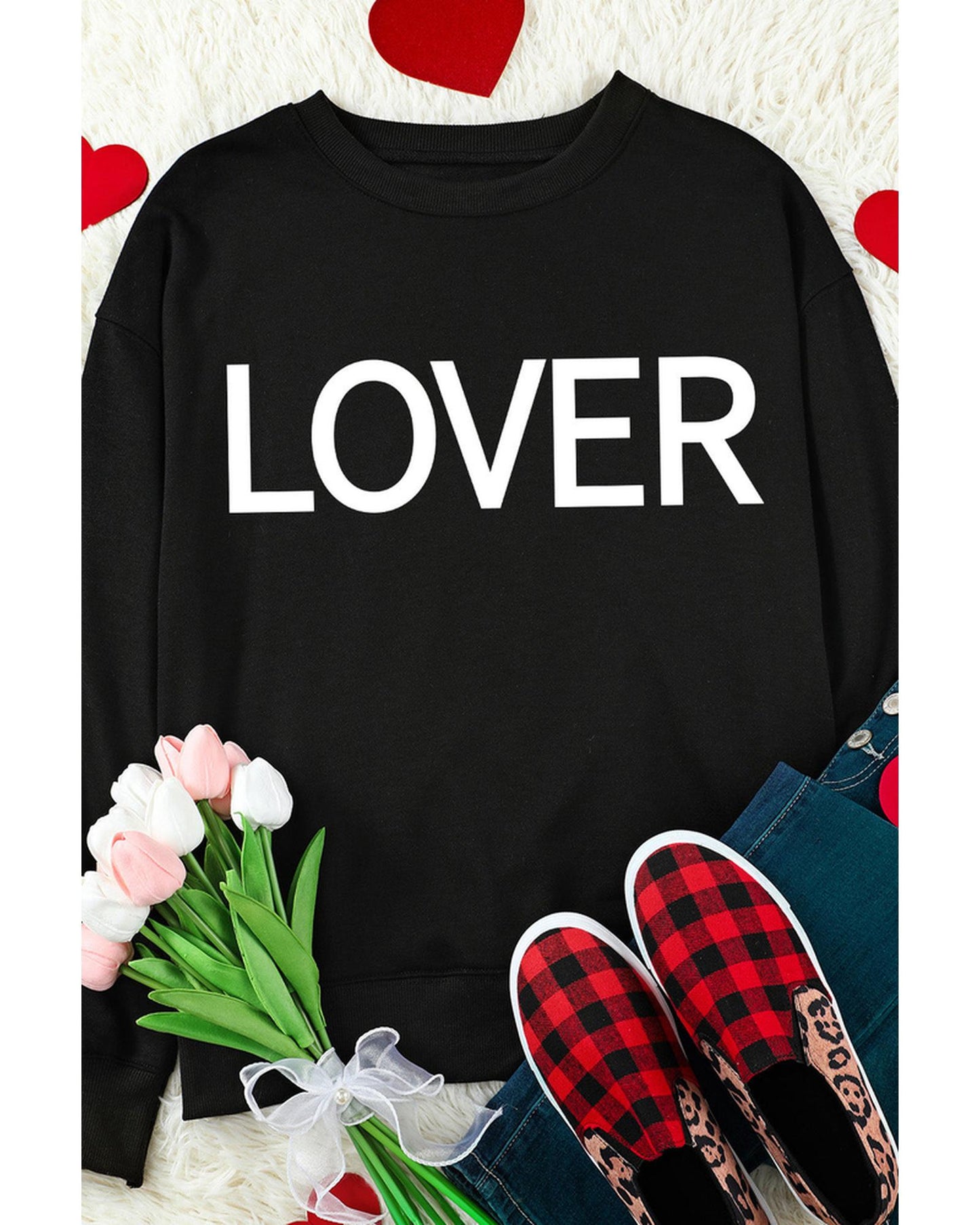 Azura Exchange Lover Crew Neck Sweatshirt with Letter Print - XL