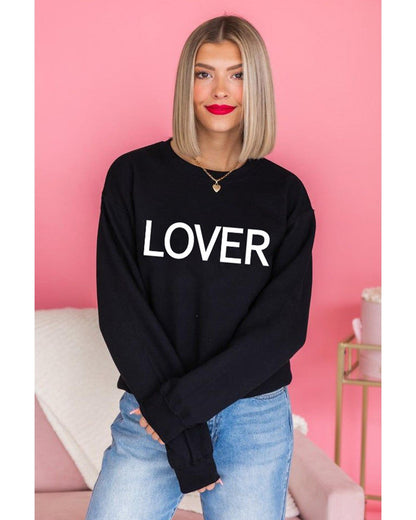 Azura Exchange Lover Crew Neck Sweatshirt with Letter Print - XL