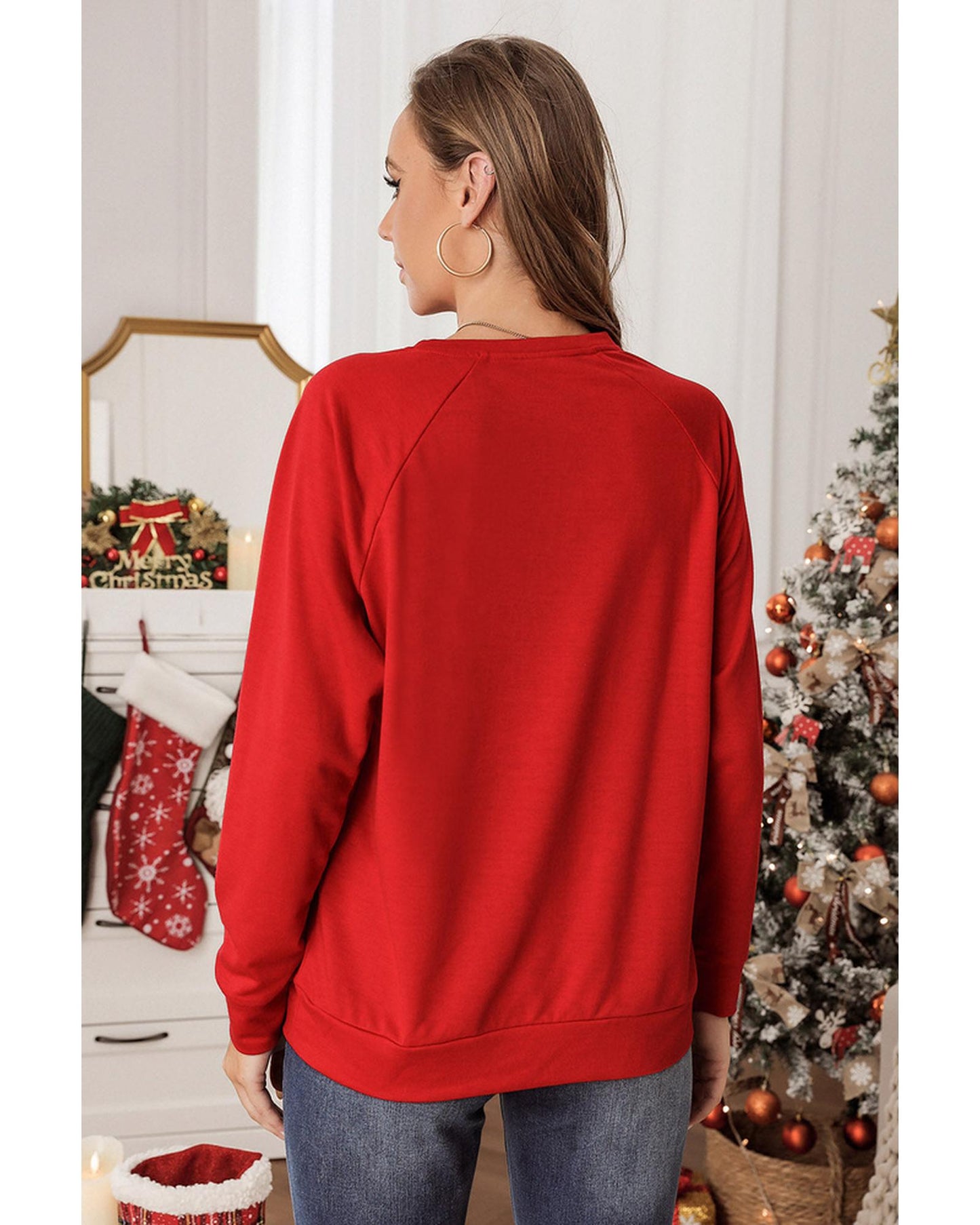 Azura Exchange Round Neck Raglan Sleeve Sweatshirt - M