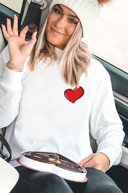 Azura Exchange Embroidered Heart Pullover Sweatshirt - M