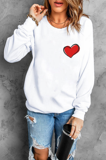 Azura Exchange Embroidered Heart Pullover Sweatshirt - S