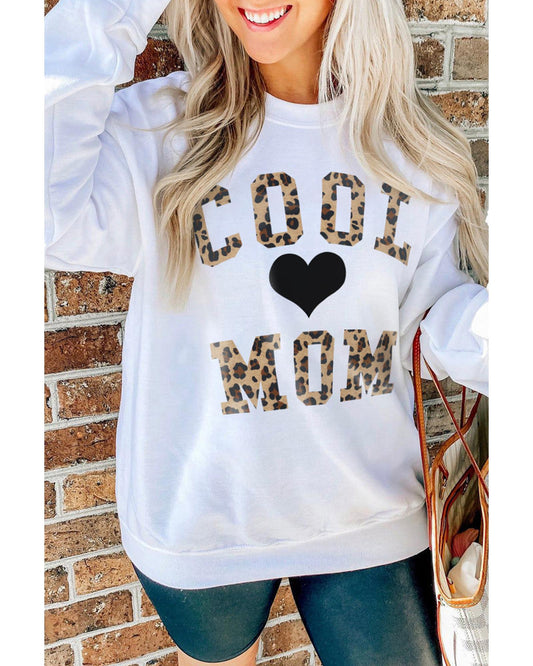 Azura Exchange Leopard Heart Print Pullover Sweatshirt - M