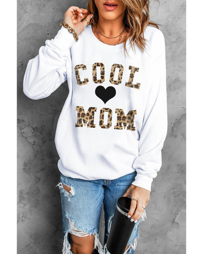 Azura Exchange Leopard Heart Print Pullover Sweatshirt - M