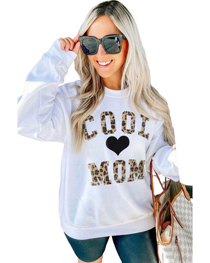 Azura Exchange Leopard Heart Print Pullover Sweatshirt - M