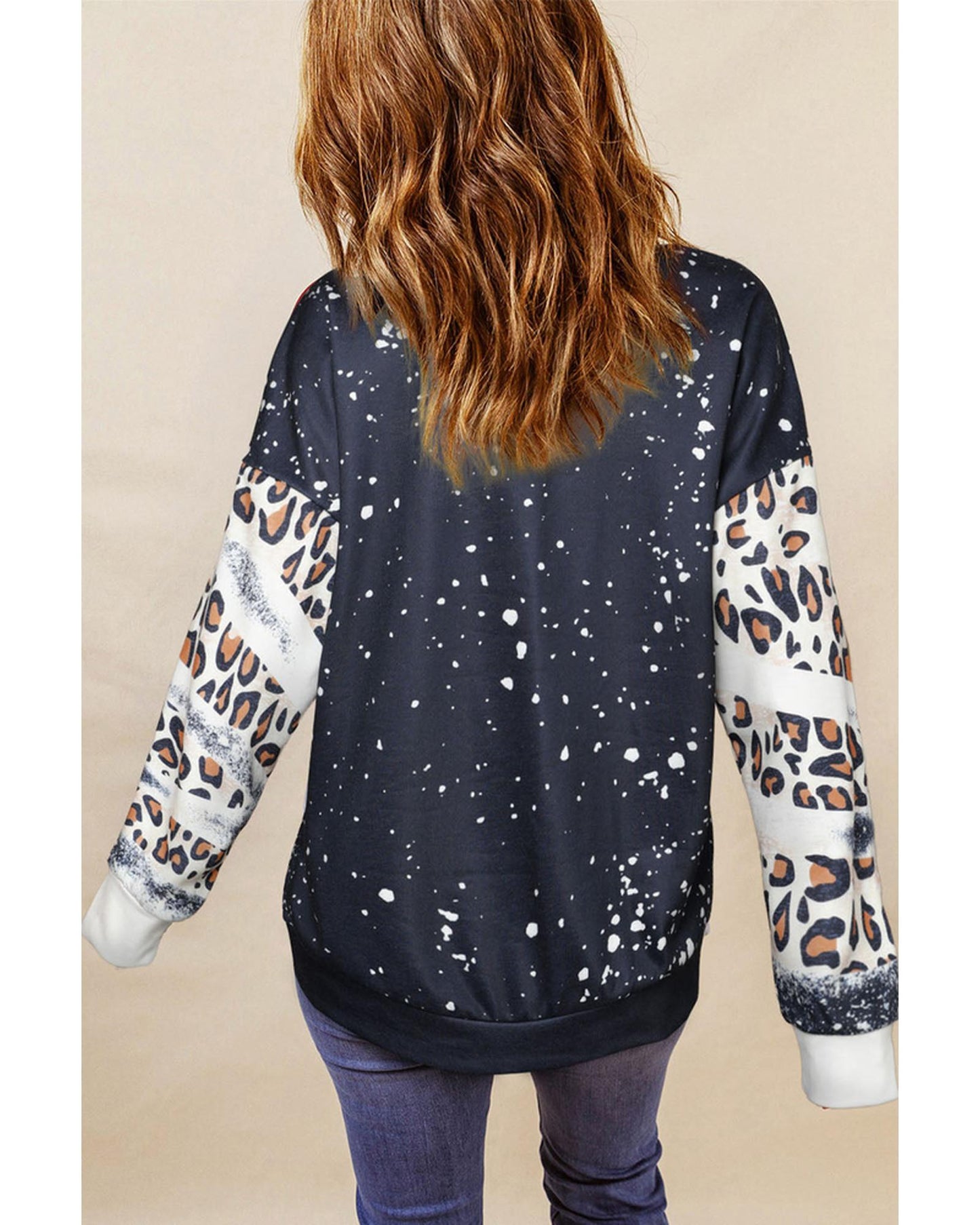 Azura Exchange MOM Letter Graphic Print Leopard Bleached Sweatshirt - 2XL