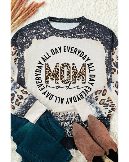 Azura Exchange MOM Letter Graphic Print Leopard Bleached Sweatshirt - 2XL