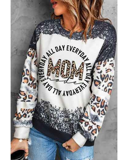 Azura Exchange MOM Letter Graphic Print Leopard Bleached Sweatshirt - 2XL