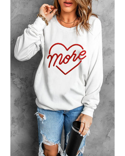 Azura Exchange Embroidered Pullover Sweatshirt with Heart Shaped Details - L