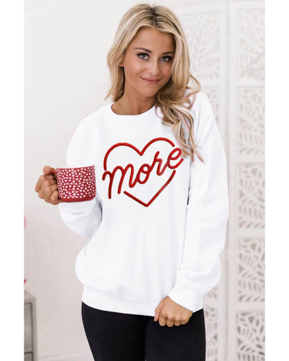 Azura Exchange Embroidered Pullover Sweatshirt with Heart Shaped Details - L