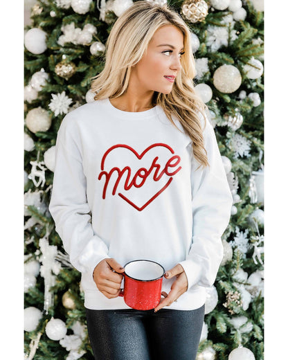 Azura Exchange Embroidered Pullover Sweatshirt with Heart Shaped Details - L