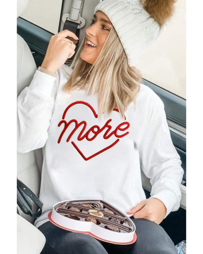 Azura Exchange Embroidered Pullover Sweatshirt with Heart Shaped Details - L