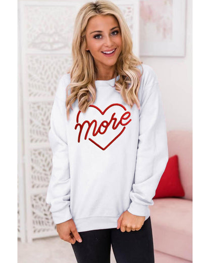 Azura Exchange Embroidered Pullover Sweatshirt with Heart Shaped Details - L